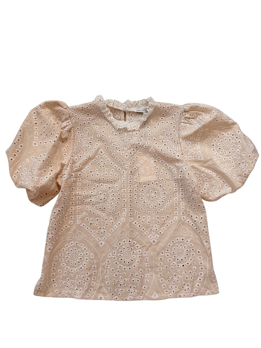 English Factory Cream Eyelet Puff Sleeve Top